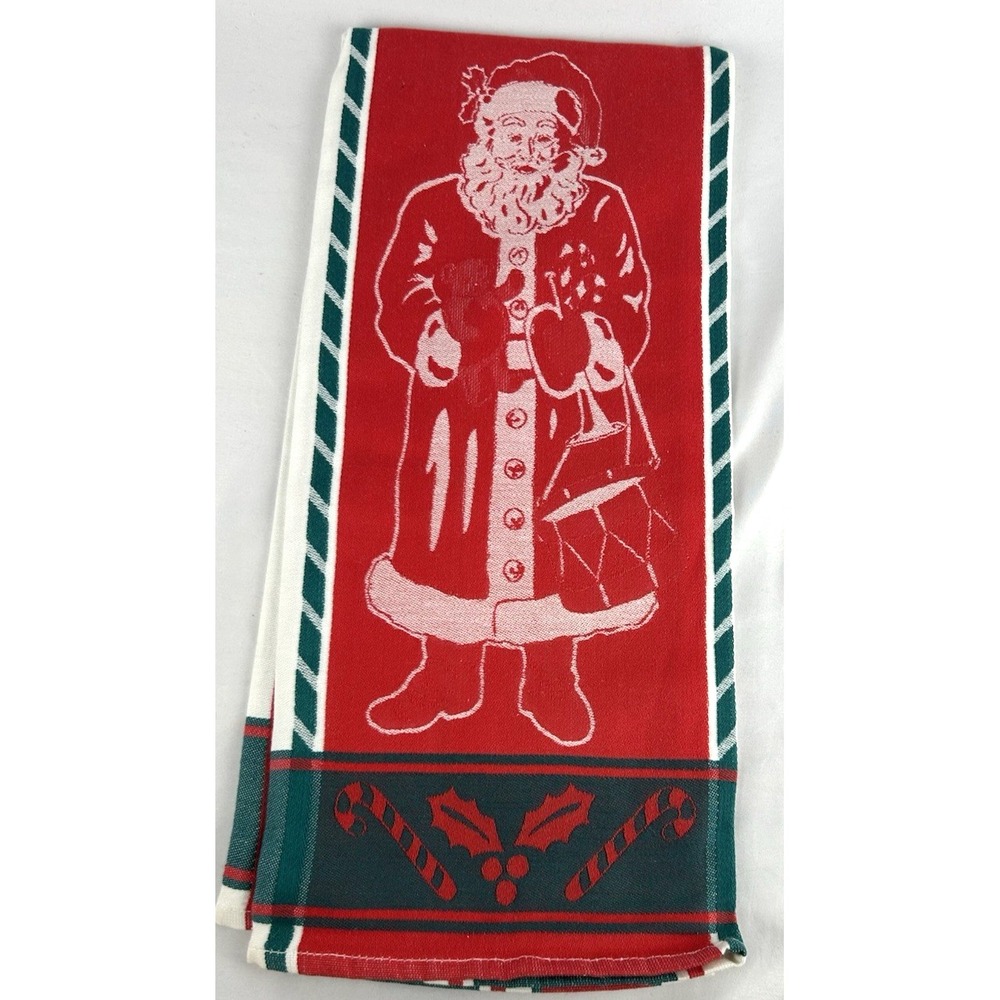 New Casa Fina Santa Claus Candy Canes Tea Dish Towel 20" X 30" Christmas Tree